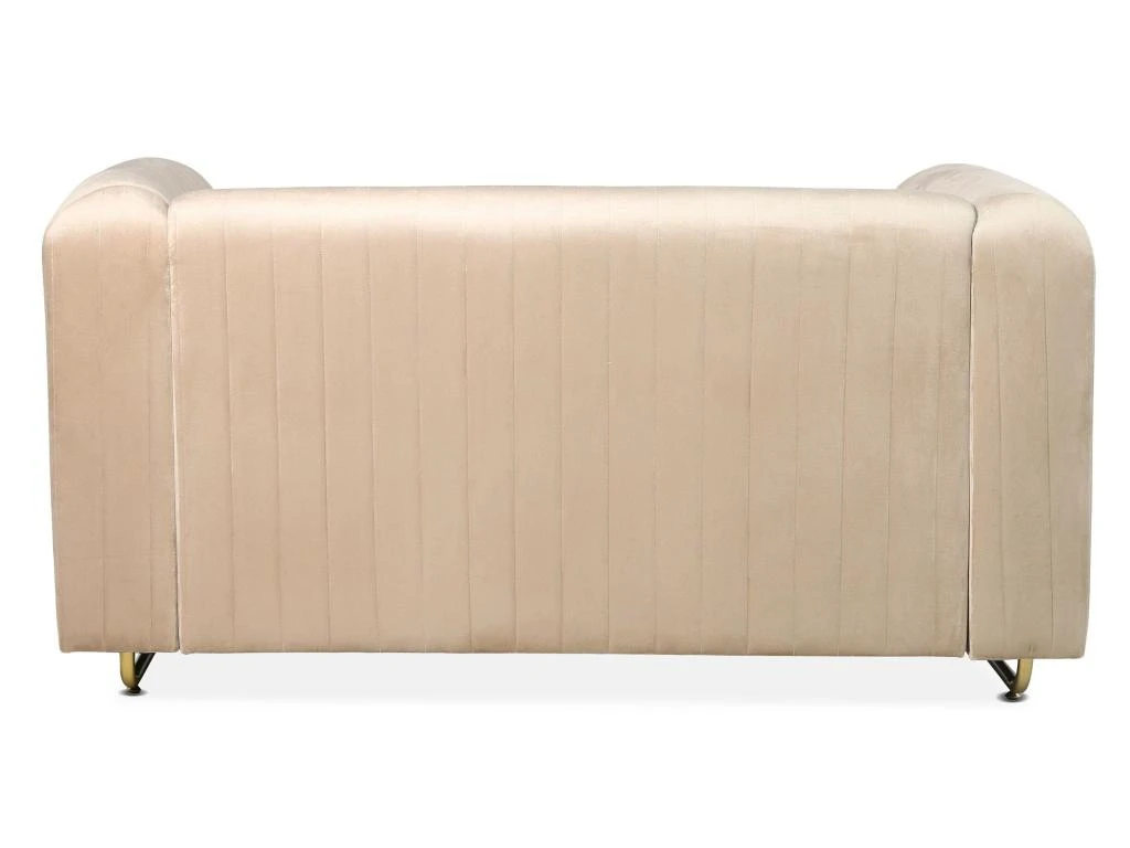 Canapé 2 Places Art Déco Edward Cadre En Métal Doré Et Velours Taupe Clair 3 Canapé 2 Places Art Déco Edward Cadre En Métal Doré Et Velours Taupe Clair – Image 3