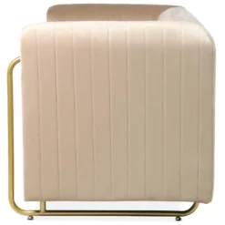 Canapé 2 Places Art Déco Edward Cadre En Métal Doré Et Velours Taupe Clair 8 Canapé 2 Places Art Déco Edward Cadre En Métal Doré Et Velours Taupe Clair -Promos Chesteris Boutique canape 15793137