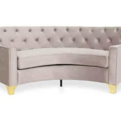 Promos Chesteris Boutique 5 Canapé 3 Places Inoui Velours Taupe Et Pieds Or