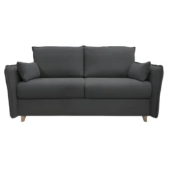 OLLIE Canapé Convertible 3 Places Noir Matelas Dunlopillo 140cm
