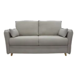 OLLIE Canapé Convertible 3 Places Taupe Matelas Dunlopillo 140cm