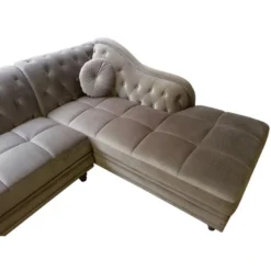 Canapé D'angle Brittish Velours Taupe Style Chesterfield 6 Canapé D'angle Brittish Velours Taupe Style Chesterfield -Promos Chesteris Boutique canape 15932217