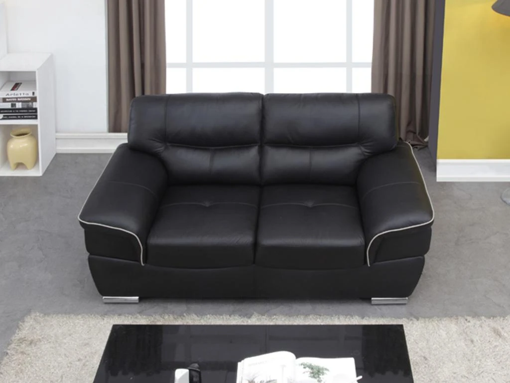 Canapé 2 Places En Cuir THIBAULT - Noir 3 Canapé 2 Places En Cuir THIBAULT - Noir – Image 3