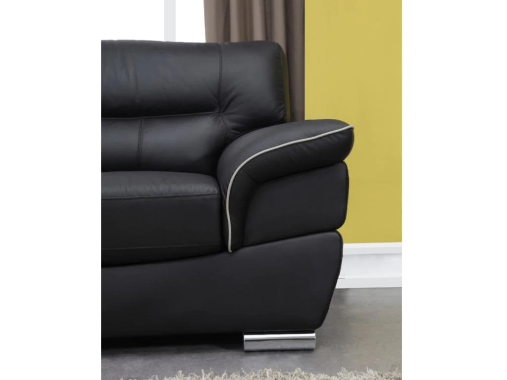 Canapé 2 Places En Cuir THIBAULT - Noir 4 Canapé 2 Places En Cuir THIBAULT - Noir – Image 4