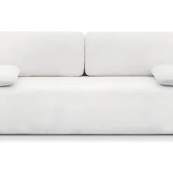 Canapé Convertible 3 Places Avec Coffre De Rangement En Tissu Bouclette écru - Gemma