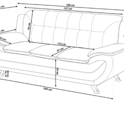 Canapé 3 Places En Cuir PU Noir LEIRA -Promos Chesteris Boutique canape 16177655