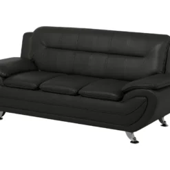 Canapé 3 Places En Cuir PU Noir LEIRA -Promos Chesteris Boutique canape 16177657