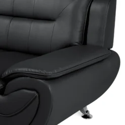 Canapé 3 Places En Cuir PU Noir LEIRA -Promos Chesteris Boutique canape 16177665