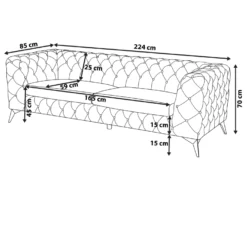 Canapé 3 Places En Velours Noir SOTRA 12 Canapé 3 Places En Velours Noir SOTRA -Promos Chesteris Boutique canape 16181025