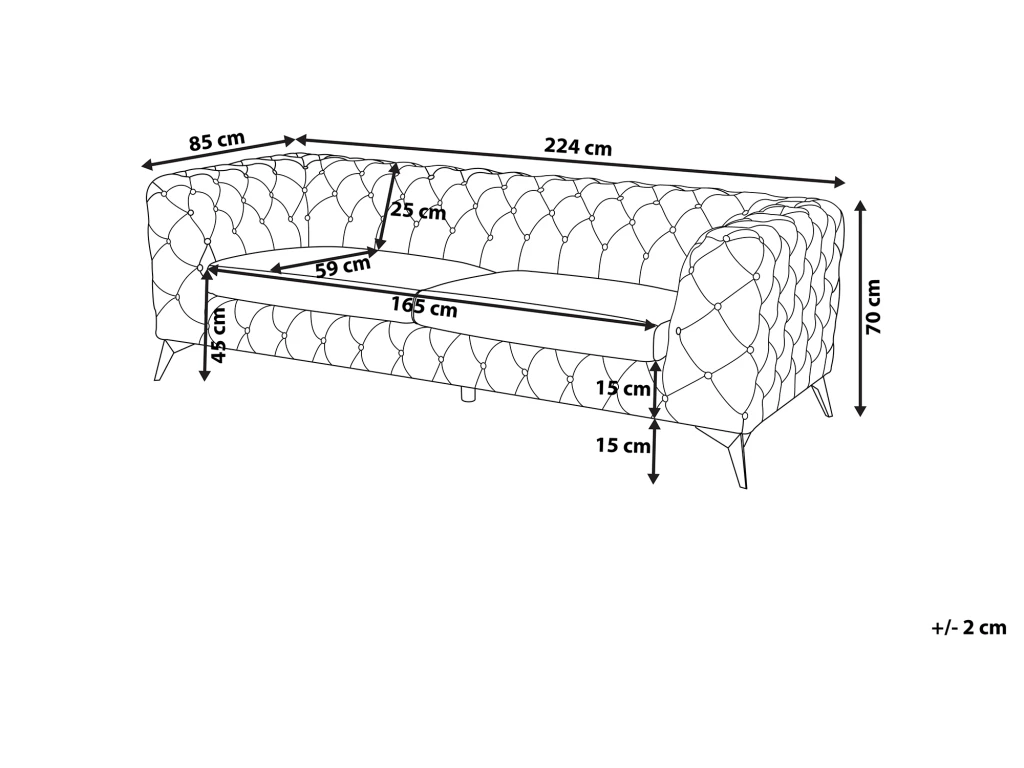 Canapé 3 Places En Velours Noir SOTRA 3 Canapé 3 Places En Velours Noir SOTRA – Image 3