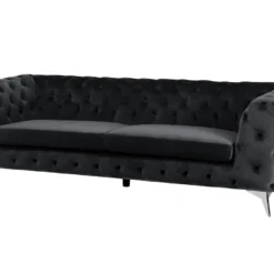 Canapé 3 Places En Velours Noir SOTRA 14 Canapé 3 Places En Velours Noir SOTRA -Promos Chesteris Boutique canape 16181029