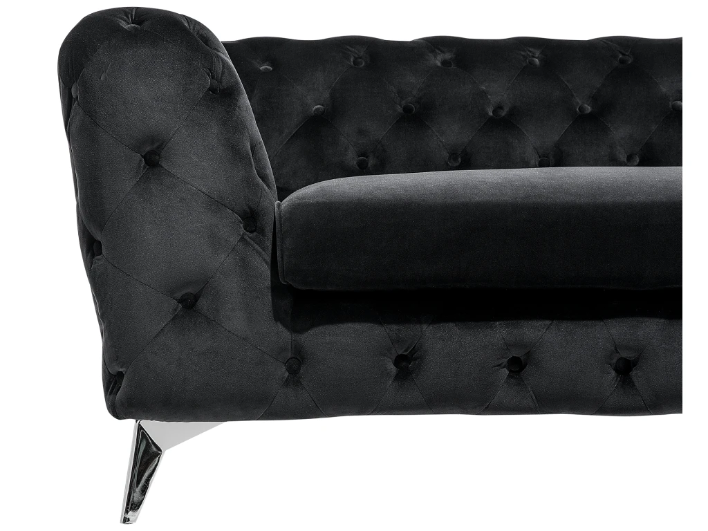 Canapé 3 Places En Velours Noir SOTRA 7 Canapé 3 Places En Velours Noir SOTRA – Image 7