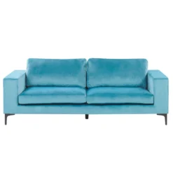 Canapé 3 Places En Velours Bleu Clair VADSTENA