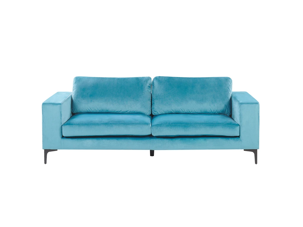 Canapé 3 Places En Velours Bleu Clair VADSTENA 1 Canapé 3 Places En Velours Bleu Clair VADSTENA