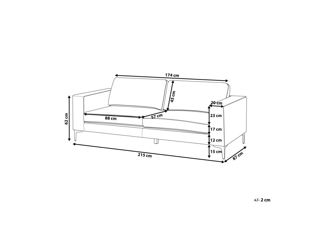 Canapé 3 Places En Velours Bleu Clair VADSTENA 3 Canapé 3 Places En Velours Bleu Clair VADSTENA – Image 3