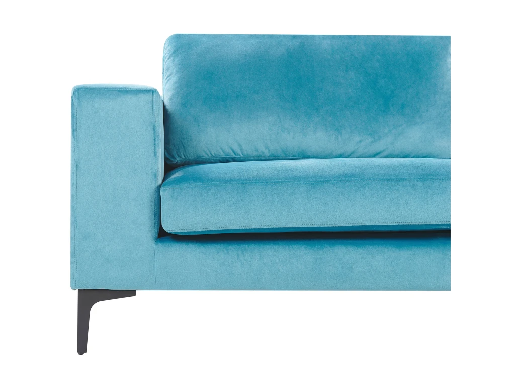 Canapé 3 Places En Velours Bleu Clair VADSTENA 7 Canapé 3 Places En Velours Bleu Clair VADSTENA – Image 7