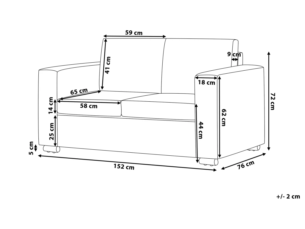 Canapé 2 Places En Cuir Noir HELSINKI 3 Canapé 2 Places En Cuir Noir HELSINKI – Image 3