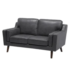 Canapé 2 Places En Cuir PU Gris LOKKA -Promos Chesteris Boutique canape 16183471