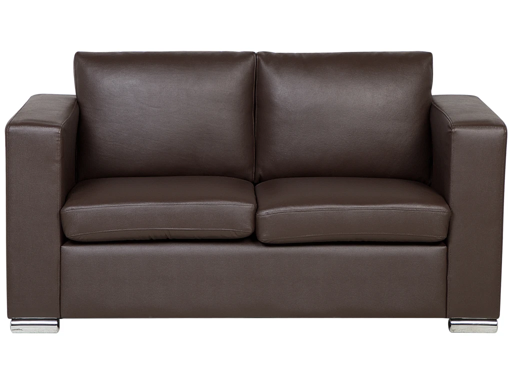 Canapé 2 Places En Cuir Marron HELSINKI 1 Canapé 2 Places En Cuir Marron HELSINKI