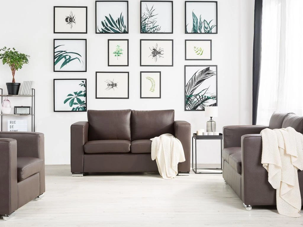 Canapé 2 Places En Cuir Marron HELSINKI 2 Canapé 2 Places En Cuir Marron HELSINKI – Image 2