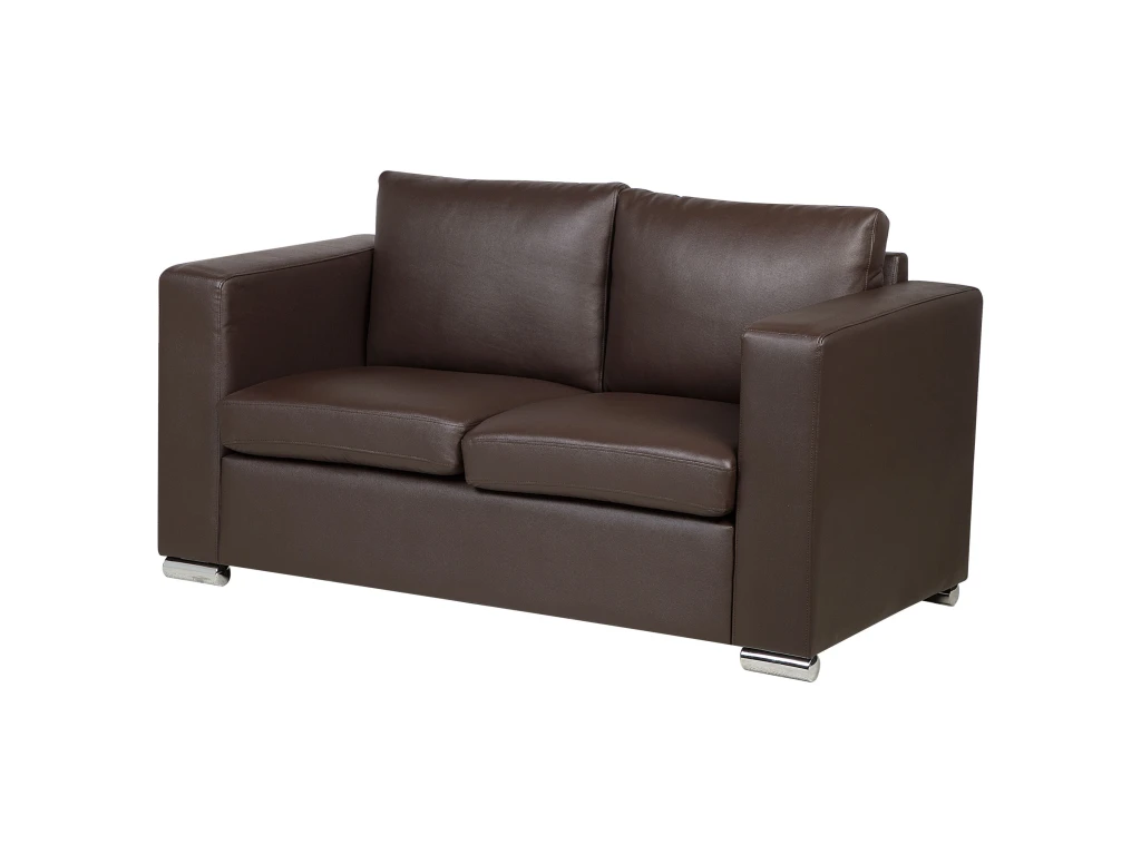 Canapé 2 Places En Cuir Marron HELSINKI 4 Canapé 2 Places En Cuir Marron HELSINKI – Image 4