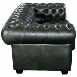 Canapé Chesterfield 2 Places BRENTON 100% Cuir De Buffle - Vert Empire -Promos Chesteris Boutique canape 162392