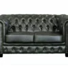 Canapé Chesterfield 2 Places BRENTON 100% Cuir De Buffle - Vert Empire