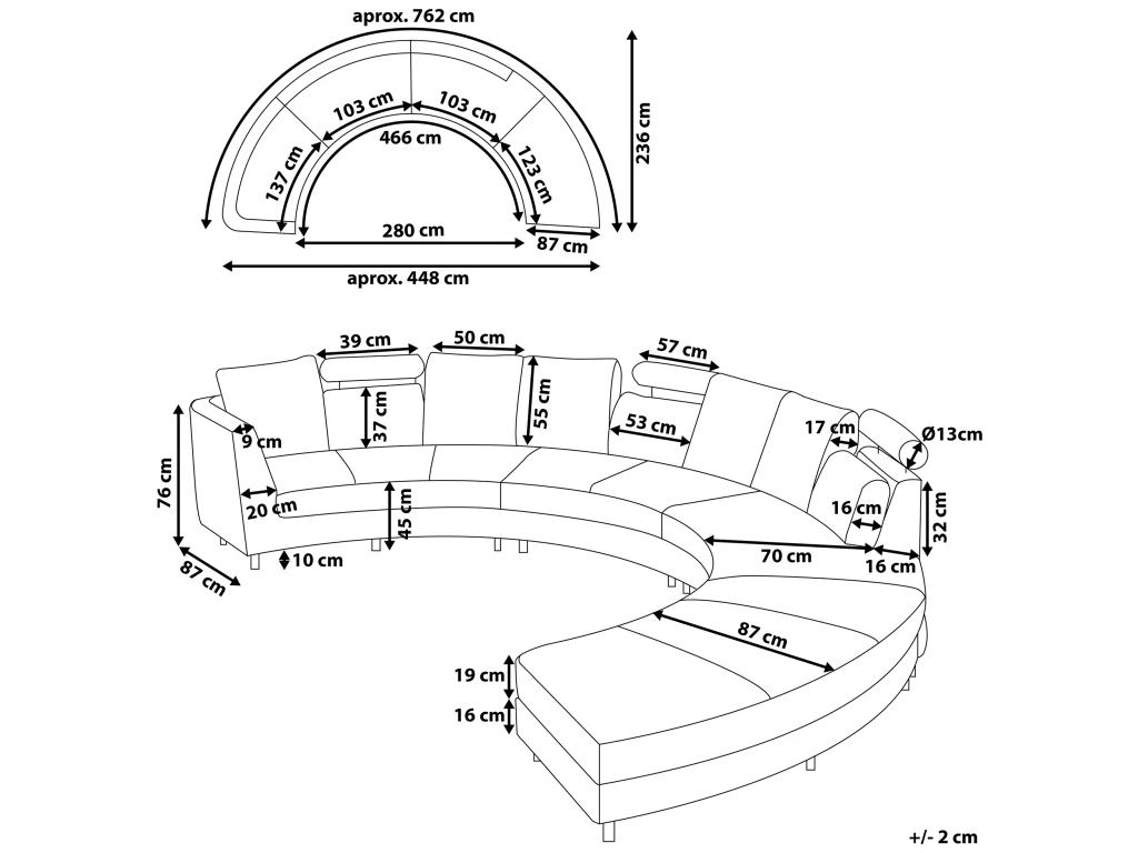 Canapé Circulaire Modulable En Cuir Vrai Et Cuir PU Marron ROTUNDE 3 Canapé Circulaire Modulable En Cuir Vrai Et Cuir PU Marron ROTUNDE – Image 3