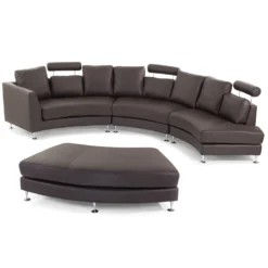 Canapé Circulaire Modulable En Cuir Vrai Et Cuir PU Marron ROTUNDE 10 Canapé Circulaire Modulable En Cuir Vrai Et Cuir PU Marron ROTUNDE -Promos Chesteris Boutique canape 16419767