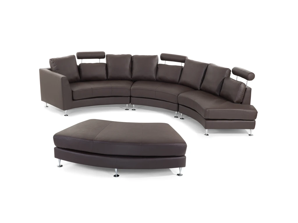 Canapé Circulaire Modulable En Cuir Vrai Et Cuir PU Marron ROTUNDE 4 Canapé Circulaire Modulable En Cuir Vrai Et Cuir PU Marron ROTUNDE – Image 4