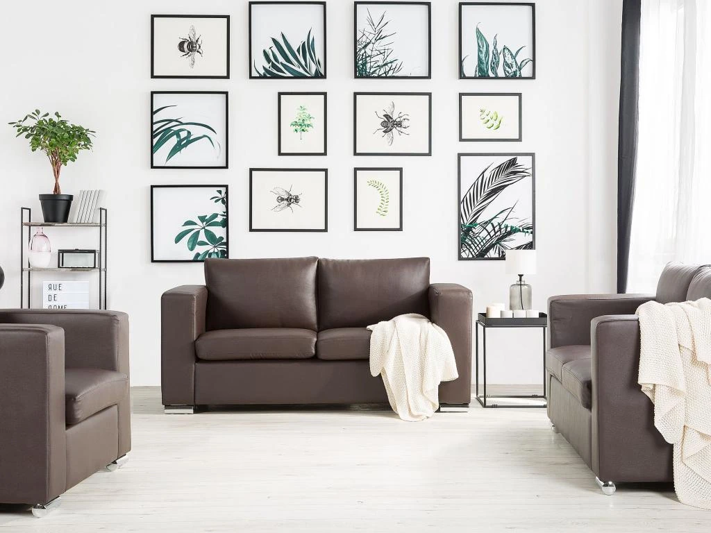 Canapé 3 Places En Cuir Marron HELSINKI 2 Canapé 3 Places En Cuir Marron HELSINKI – Image 2