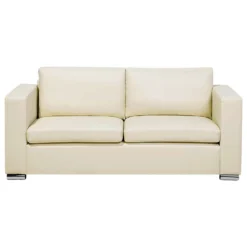 Canapé 3 Places En Cuir Beige HELSINKI