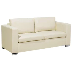 Canapé 3 Places En Cuir Beige HELSINKI -Promos Chesteris Boutique canape 16421633