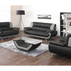 Canapé 2 Places En Simili NIGEL - Bicolore Noir Et Gris -Promos Chesteris Boutique canape 165502