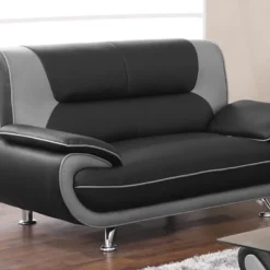 Canapé 2 Places En Simili NIGEL - Bicolore Noir Et Gris