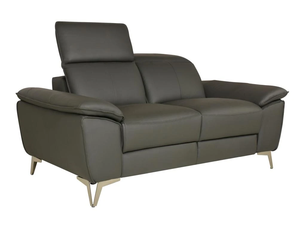 Canapé 2 Places Fixe En Cuir SPARTE - Anthracite 3 Canapé 2 Places Fixe En Cuir SPARTE - Anthracite – Image 3