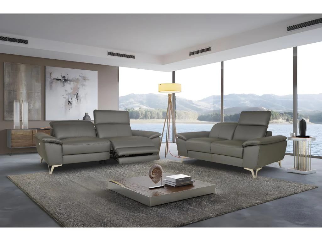 Canapé 2 Places Fixe En Cuir SPARTE - Anthracite 4 Canapé 2 Places Fixe En Cuir SPARTE - Anthracite – Image 4