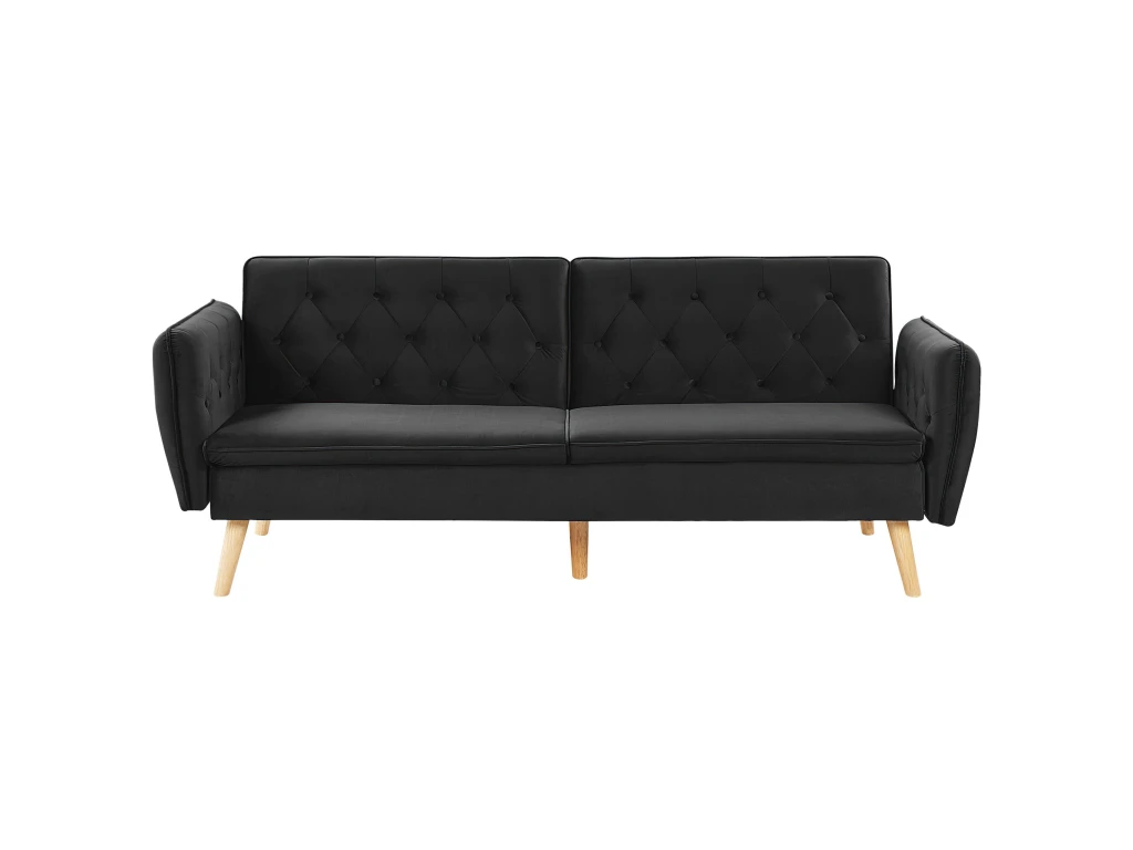 Canapé Convertible 2 Places En Velours Noir BARDU 1 Canapé Convertible 2 Places En Velours Noir BARDU