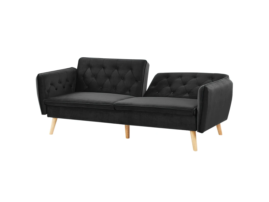Canapé Convertible 2 Places En Velours Noir BARDU 6 Canapé Convertible 2 Places En Velours Noir BARDU – Image 6