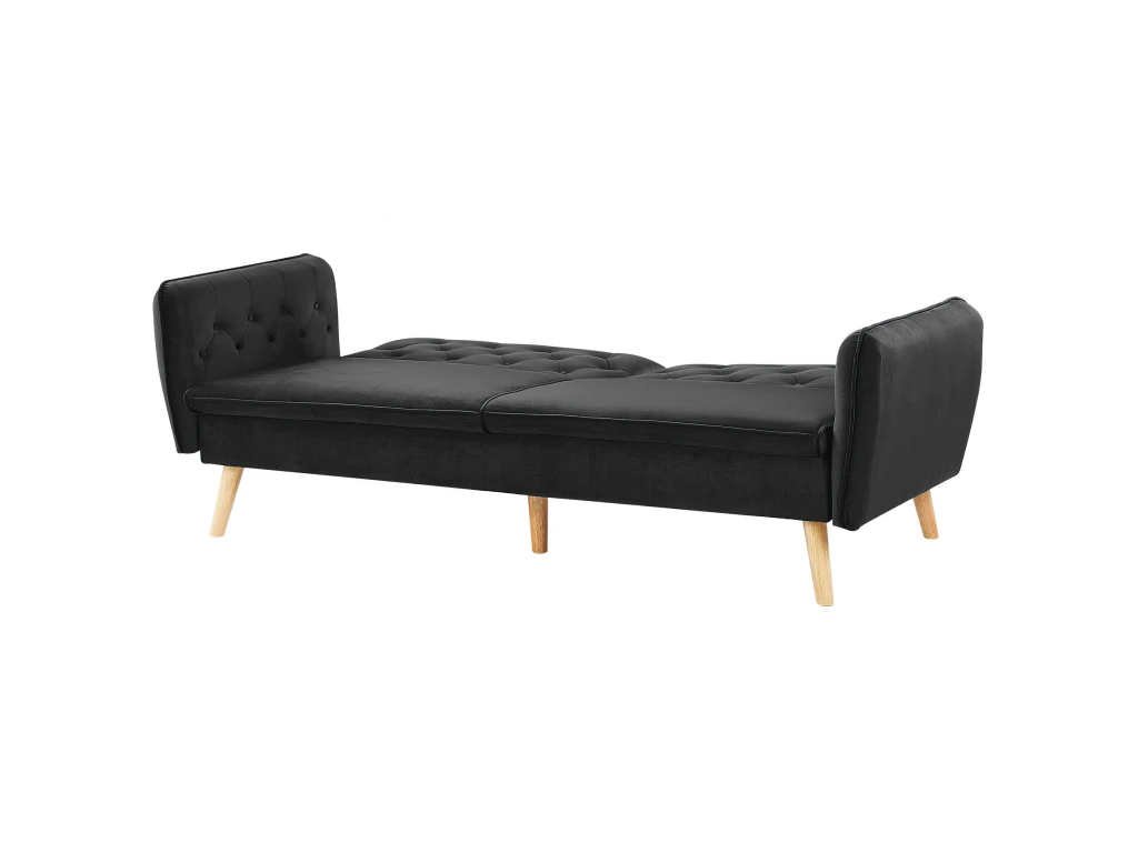 Canapé Convertible 2 Places En Velours Noir BARDU 8 Canapé Convertible 2 Places En Velours Noir BARDU – Image 8