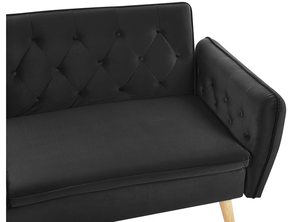 Canapé Convertible 2 Places En Velours Noir BARDU 10 Canapé Convertible 2 Places En Velours Noir BARDU – Image 10