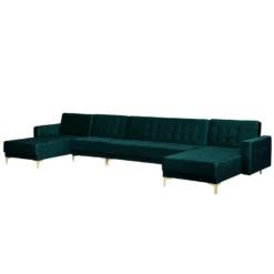 Canapé Panoramique Convertible En Velours Bleu Paon 6 Places ABERDEEN 12 Canapé Panoramique Convertible En Velours Bleu Paon 6 Places ABERDEEN -Promos Chesteris Boutique canape 16645483