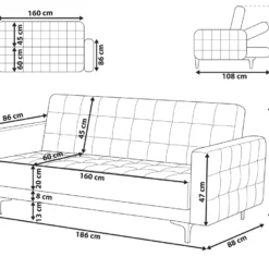 Canapé Convertible 3 Places En Velours Bleu Paon ABERDEEN -Promos Chesteris Boutique canape 16645875