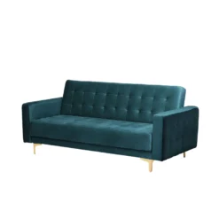 Canapé Convertible 3 Places En Velours Bleu Paon ABERDEEN -Promos Chesteris Boutique canape 16645879