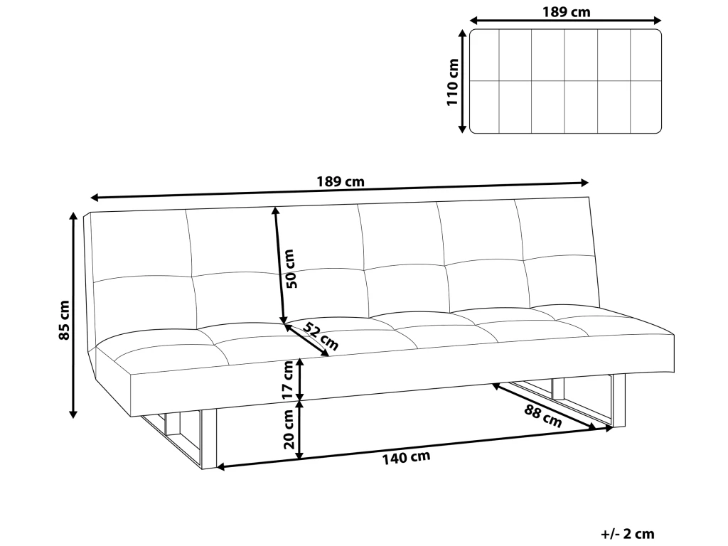 Canapé-lit 3 Places En Cuir PU Blanc DERBY 3 Canapé-lit 3 Places En Cuir PU Blanc DERBY – Image 3