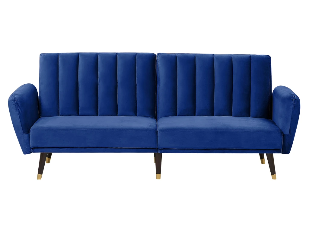 Canapé Convertible 3 Places En Velours Bleu Marine VIMMERBY 1 Canapé Convertible 3 Places En Velours Bleu Marine VIMMERBY