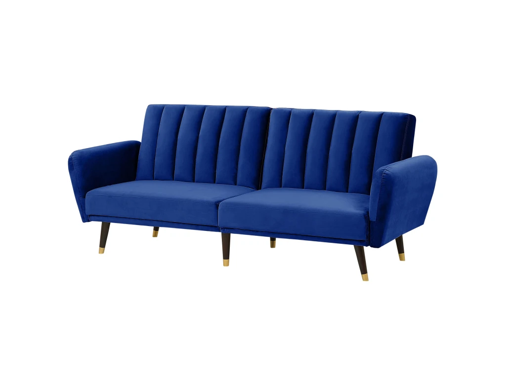 Canapé Convertible 3 Places En Velours Bleu Marine VIMMERBY 4 Canapé Convertible 3 Places En Velours Bleu Marine VIMMERBY – Image 4