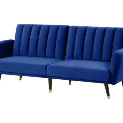 Canapé Convertible 3 Places En Velours Bleu Marine VIMMERBY 14 Canapé Convertible 3 Places En Velours Bleu Marine VIMMERBY -Promos Chesteris Boutique canape 16647413