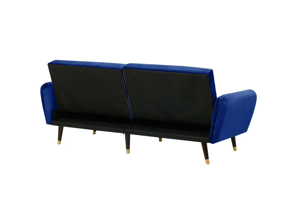 Canapé Convertible 3 Places En Velours Bleu Marine VIMMERBY 6 Canapé Convertible 3 Places En Velours Bleu Marine VIMMERBY – Image 6