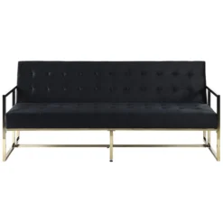 Canapé Convertible 3 Places En Velours Noir MARSTAL